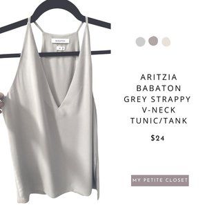 Aritzia Babaton Grey Strappy V Neck Tank Flowy Tunic Size XS